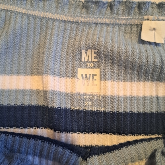 Pacsun Me to We women's size XS ribbed stripe long sleeve top, blue & white New - Picture 3 of 6